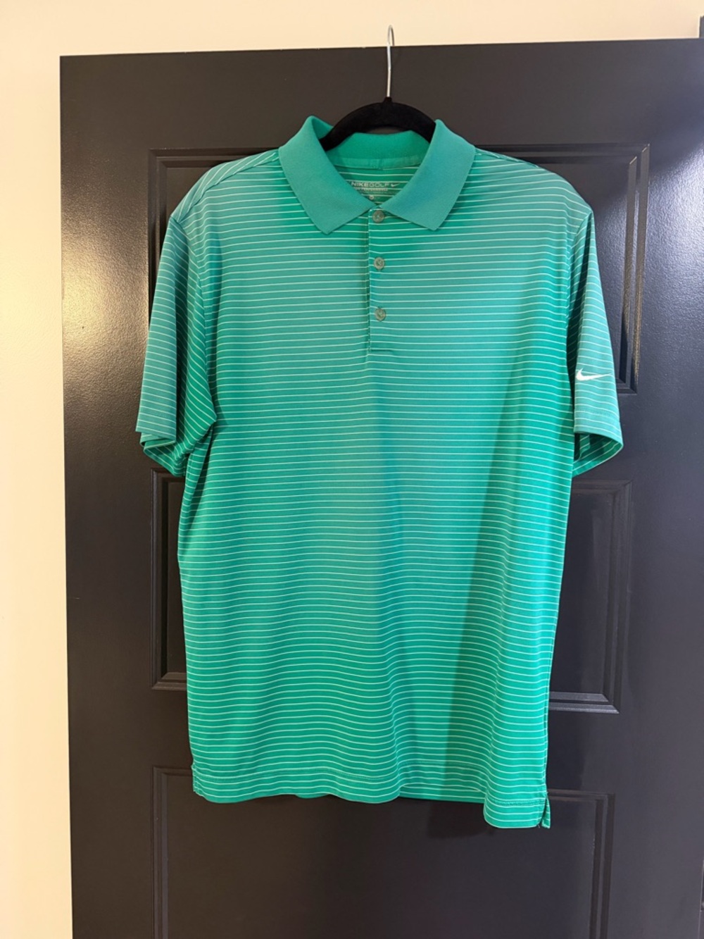 Nike Men's Teal Green Striped Polo